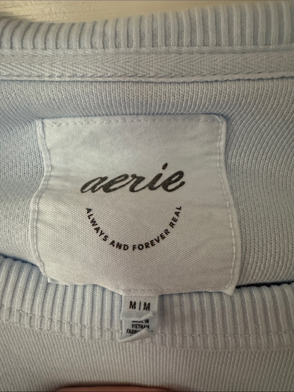 aerie womans  Eyelet Blue Keep it light Crewneck Sweater - Picture 2 of 3